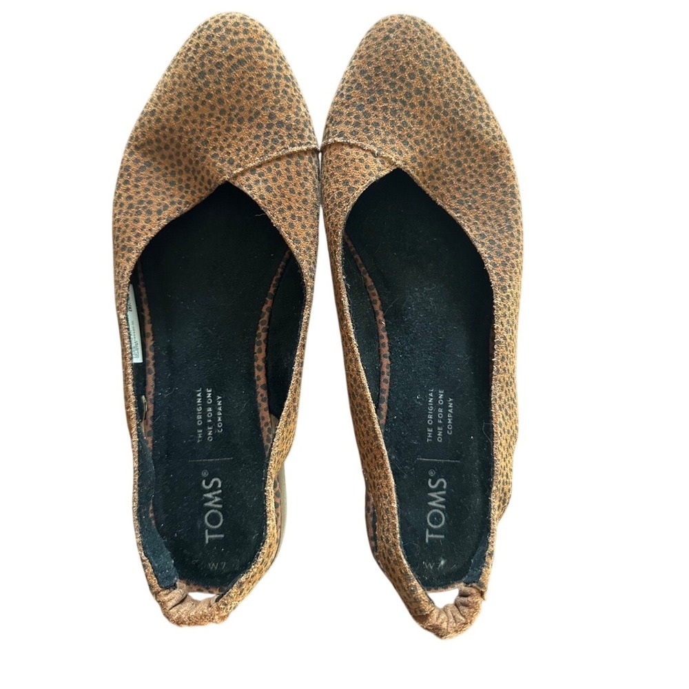 TOMS Jutti D'Orsay Flats Animal Print Cheetah Tan Canvas Slingback Shoes
